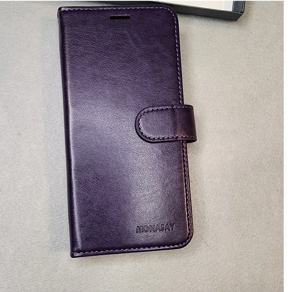 Monasay Wallet Case iPhone 14 6.1 Purple New RFID Blocking Folio Flip Cover